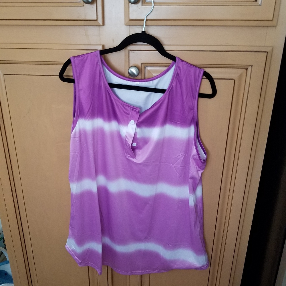 Women's Purple Verigated Striped Sleeveless Top, Size 5XL